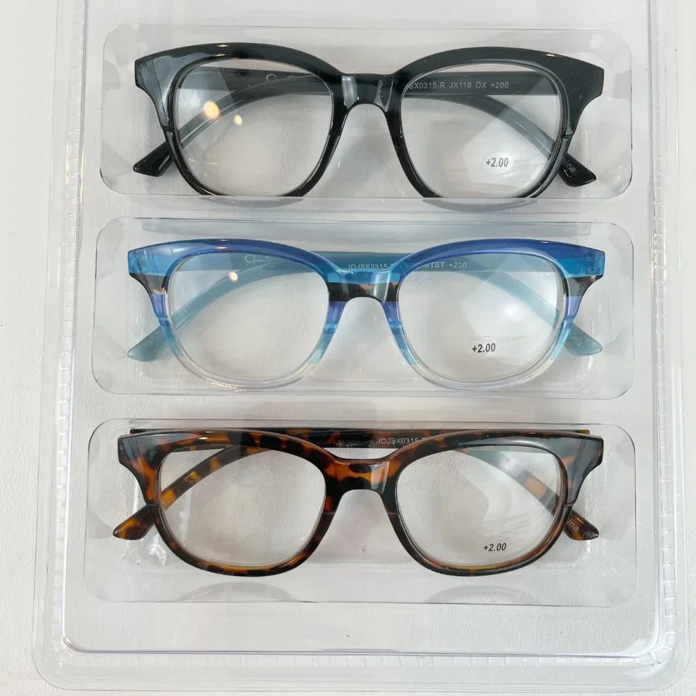 Jessica Simpson +2.00 Reading Glasses Tortoise Blue Black